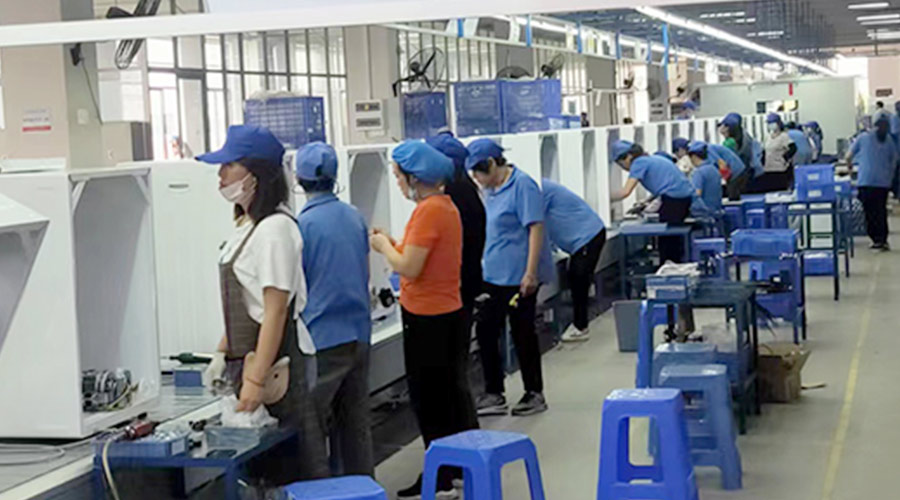 生產(chǎn)實(shí)況！金環(huán)電器開(kāi)展客戶TCL滾筒衣服烘干機(jī)生產(chǎn)